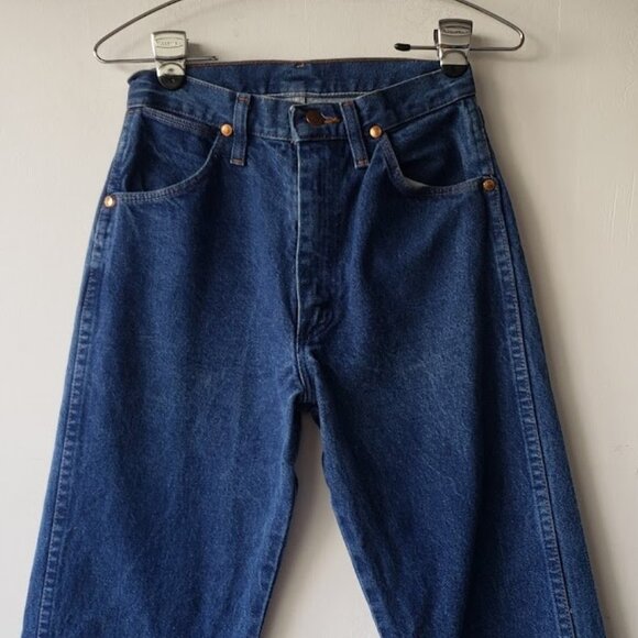 Wrangler Cowboy Cut Slim Fit Prewashed Indigo Raw Hem Rigid Denim Jeans 14MWZG - Picture 4 of 6